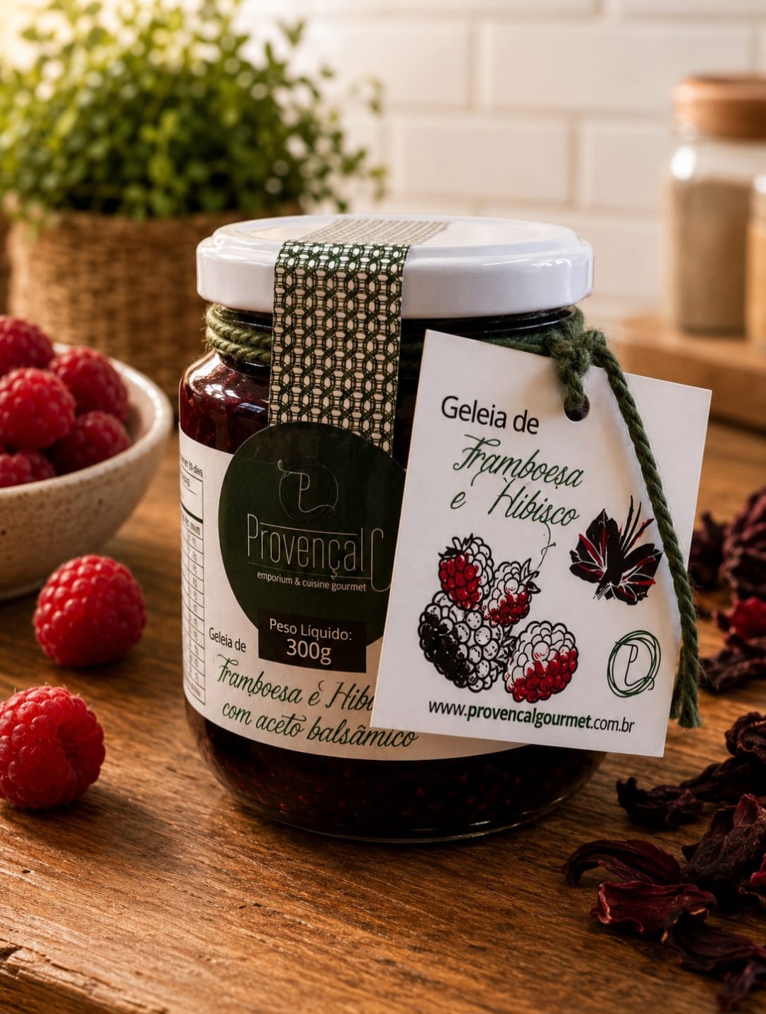 Geleia de framboesa e hibisco